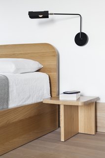 A close-up of the nightstand and another piece from Sangaré’s UNITÉ lighting collection. 