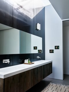 A bathroom skylight brings in additional natural light. 