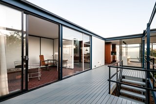 The deck enables easy outdoor living and dining.
