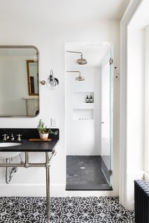 This room also has a separate walk-in shower.
