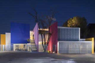The brightly colored panels of the home even pop when viewed at night. 