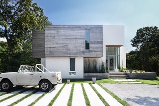 The boxy, contemporary new facade was completely restructured. 