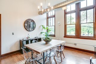 Exposed ducts add to the loft's industrial vibe. 