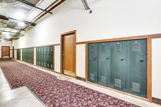 Lockers remain in the hallways of Leland lofts, adding to the character of the turn-of-the-century former schoolhouse. 