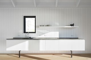 The simple white kitchen. 