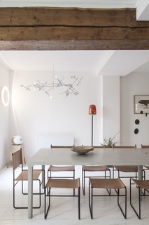 Exposed wooden beams add an element of warmth to the space. 