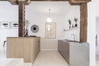 A side view of the kitchen. 