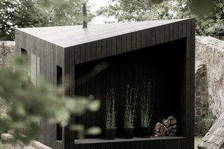 Outside nooks provide storage for firewood. 