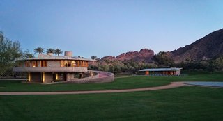 The property at dusk.