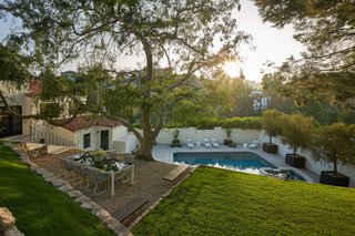 The Hollywood Hills home sits on a high bluff and features stunning canyon views.