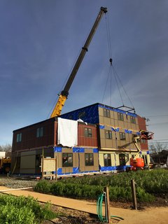 In just two days, Plant Prefab installed a custom, 16-unit dormitory for educational farm and community center Urban Adamah, which marks one of the first prefabricated, multi-family residences in Berkeley, California.