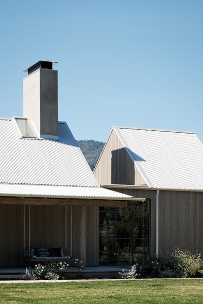 A look at the dramatic slice in the roof, which provides an exciting intersection between modernism and the vernacular design.