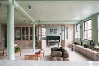 The living area has french doors leading to a separate study. 