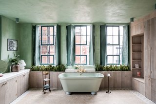 The light-filled bathroom.