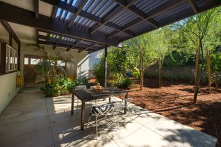 The patio features plenty of space for al fresco dining.