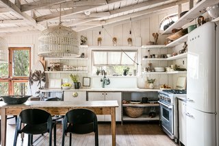 The Smeg refrigerator fits right into the mix of the decor.