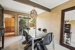 The dining room is set off in its own separate space. 