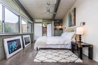 This bedroom also has a door leading directly outside. 
