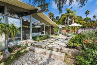 A look at the lovely nature-filled backyard. 