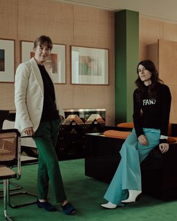 Maria Speake and Bella Freud fit right into the retro interiors they have created. 