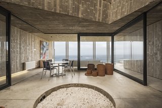 Glass sliding doors section off the interior courtyard. 