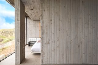 A sliding door can section off the sleeping area as needed. 