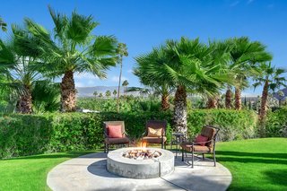 A fire pit with valley views. 