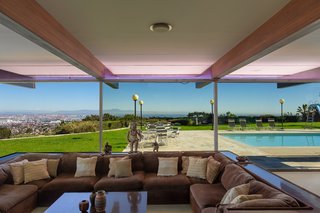 The lower-level living space also features a marine-grade mahogany beamed ceiling. 