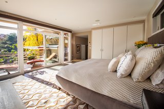 The master bedroom features its own private deck. 