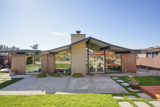 The rear view of the home. 