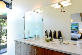 The updated master bath gets lots of natural light.