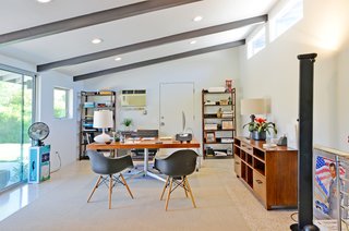 This room, currently used as an office space, is in an addition added by the original owners as a second master suite. 