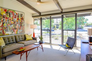 The den also has a strong indoor/outdoor connection. 