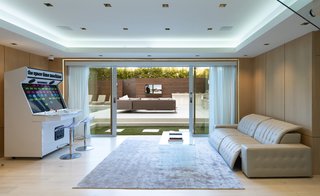 The family room leads out to the pool.