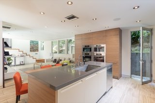 A view from the kitchen towards the living space.