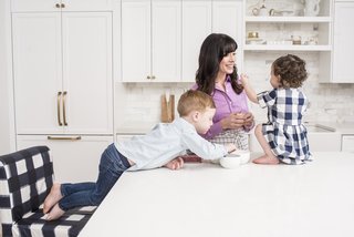 "Our kitchen really is the room in the house we spend most of our time in," says Wilson, whose three children are Olivia, Penn, and Chloe. Being a mother has been a source of inspiration for designing beautiful and functional spaces. 