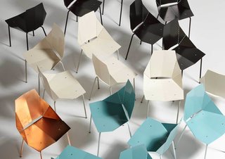 The Real Good Chair, which ships in a container that's slightly larger than a pizza box, has been a bestseller since its debut in 2007. The powder-coated steel folds along the perforated lines.