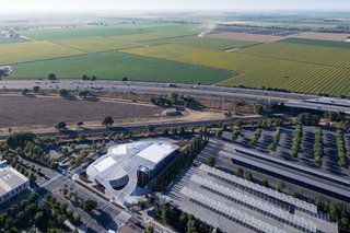 From an aerial view, the Grand Canopy mimics the texture of surrounding fields.