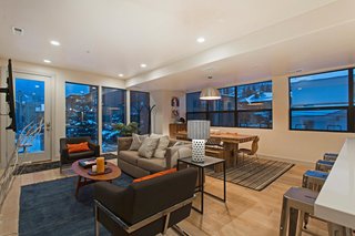 Large windows enhance the home's connection to the outdoors. Located in Park City's historic Old Town, the residence also has ready access to restaurants, bars, boutiques, and museums— and the Town Lift on Lower Main Street offers a ride to world-class skiing. 