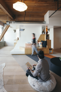 "Since they write, sketch, and play music, their professional creative interests were extensive, so we produced many iterations of millwork that could help each activity without shutting off other possibilities," explains Pande.