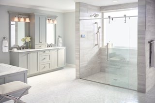 "The color Terra Beige is designed to coordinate with everything and perfectly match nothing," says Poloha. "We wanted something that would become the focal point of the shower."