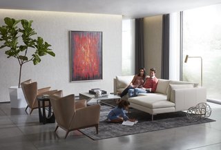 American Leather Breaks the Mold of Custom, High-End Furniture - Photo 5 of 6 - The Inspiration sectional and Chase chairs outfit a living room, perfect for quiet family moments and festive gatherings alike.