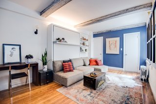 "The room is constantly changing," says Kantor. "The Swing allows me to have a sizeable living room and transform that into a sizeable bedroom."