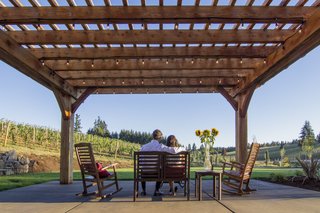 The Barrel House tasting room serves as a community center for Tumwater. The new pergola creates an outdoor room that can play host to wine tastings and private events. 