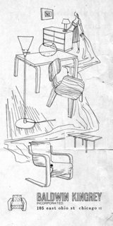 Original drawing by Harry Weese for Baldwin Kingrey’s first ad, June 1947