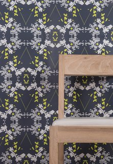Blackish Magic (Midnight/Chartreuse) Wallpaper; also available as Type II paper