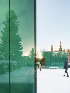 One of architect Gert Wingårdhs' favorite parts of the building is the reflective glass.