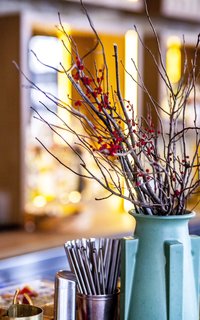 In organic architecture, color is primarily derived from nature, with the exception of few accents. Red was Frank Lloyd Wright's favorite accent color, which has importance both in nature and in the Japanese culture he studied.