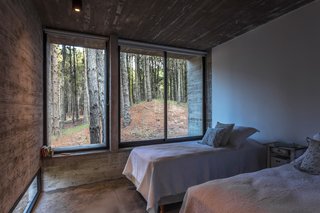 The simple material selection complements rather than competes with the surrounding vegetation at Casa Bosque.