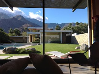 Few changes to the Richard Neutra's original design were made during the restoration of the Kaufmann house, including the addition of this pool house to better accommodate modern-day life. It was designed to complement—never to compete with—the restored home, which has since been designated by the Palm Springs City Council as a Class 1 Historic Site, the most prestigious historic designation. Says owner Brent Harris, "It pioneered the field for historic modern architecture."